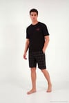 Kareli Pamuklu Regular Fit Şortlu Erkek Pijama Takımı 6572022 SİYAH