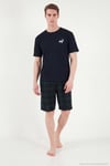 Kareli Pamuklu Regular Fit Şortlu Erkek Pijama Takımı 6572022 LACİVERT