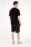 Kareli Pamuklu Regular Fit Şortlu Erkek Pijama Takımı 6572022 SİYAH
