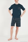 Kareli Pamuklu Regular Fit Şortlu Erkek Pijama Takımı 6572021 LACİVERT