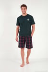Kareli Pamuklu Regular Fit Şortlu Erkek Pijama Takımı 6572022 YEŞİL