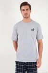 Kareli Pamuklu Regular Fit Şortlu Erkek Pijama Takımı 6572022 GRİ