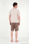 Kareli Pamuklu Regular Fit Şortlu Erkek Pijama Takımı 6572021 BEJ