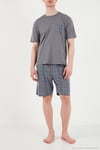 Kareli Pamuklu Regular Fit Şortlu Erkek Pijama Takımı 6572021 FÜME
