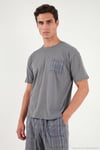 Kareli Pamuklu Regular Fit Şortlu Erkek Pijama Takımı 6572021 FÜME