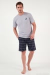 Kareli Pamuklu Regular Fit Şortlu Erkek Pijama Takımı 6572022 GRİ