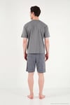 Kareli Pamuklu Regular Fit Şortlu Erkek Pijama Takımı 6572021 FÜME