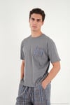 Kareli Pamuklu Regular Fit Şortlu Erkek Pijama Takımı 6572021 FÜME