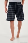 Kareli Regular Fit Pamuklu Bisiklet Yaka Kısa Kollu Şortlu Erkek Pijama Takımı 6572020 GRİ MELANJ