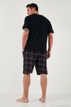 Kareli Regular Fit Pamuklu Bisiklet Yaka Kısa Kollu Şortlu Erkek Pijama Takımı 6572020 LACİVERT