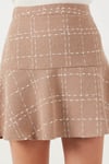 Kareli Volanlı Mini Kışlık Kadın Etek 611ET00176W4 CAMEL
