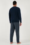 Kareli Yumuşak Dokulu Regular Fit Uzun Kollu Erkek Pijama Takımı 609611060 LACİVERT-GRİ