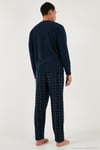 Kareli Yumuşak Dokulu Regular Fit Uzun Kollu Erkek Pijama Takımı 609611060 LACİVERT