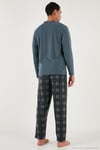 Kareli Yumuşak Dokulu Regular Fit Uzun Kollu Erkek Pijama Takımı 609611060 GRİ