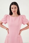 Kayık Yaka Balon Kol Mini Davet ve Mezuniyet Kadın Elbise 6525735 Şeker Pembe