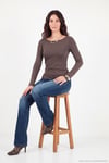 Kayık Yaka Basic Uzun Kollu Kadın Bluz 5867061 KAHVE
