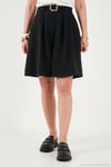 Kemerli Yüksek Bel Relaxed Fit Bermuda Kadın Short 145M39764 SİYAH