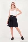 Kemerli Yüksek Bel Relaxed Fit Bermuda Kadın Short 145M39764 SİYAH