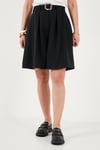 Kemerli Yüksek Bel Relaxed Fit Bermuda Kadın Short 145M39764 SİYAH