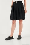 Kemerli Yüksek Bel Relaxed Fit Bermuda Kadın Short 145M39764 SİYAH