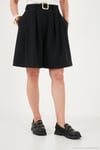 Kemerli Yüksek Bel Relaxed Fit Bermuda Kadın Short 145M39764 SİYAH