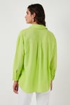 Keten Görünümlü % 100 Pamuk Relaxed Fit Kadın Gömlek 51444624 FISTIK YEŞİL