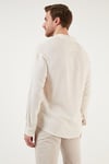 Keten Görünümlü Oversize Fit Erkek Gömlek CF24S198102 TAŞ