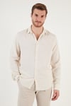 Keten Görünümlü Oversize Fit Erkek Gömlek CF24S198102 TAŞ