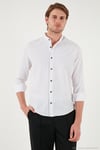 Keten Görünümlü Pamuklu Regular Fit Hakim Yaka Erkek Gömlek CF25S112637 BEYAZ