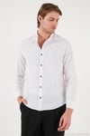 Keten Görünümlü Pamuklu Regular Fit Hakim Yaka Erkek Gömlek CF25S112637 BEYAZ