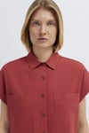 Keten Karışımlı Cep Detaylı Loose Fit Kadın Gömlek 1211090-91507 KIZIL