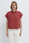 Keten Karışımlı Cep Detaylı Loose Fit Kadın Gömlek 1211090-91507 KIZIL