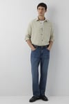 Keten Karışımlı Regular Fit Cepli Erkek Gömlek 0212088-70146 TAŞ