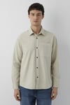 Keten Karışımlı Regular Fit Cepli Erkek Gömlek 0212088-70146 TAŞ