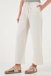 Keten Karışımlı Regular Fit Normal Bel Geniş Paça Kadın Pantolon 5866030 BEJ