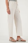 Keten Karışımlı Regular Fit Normal Bel Geniş Paça Kadın Pantolon 5866030 BEJ