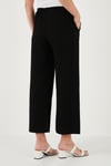 Keten Karışımlı Regular Fit Normal Bel Geniş Paça Kadın Pantolon 5866030 SİYAH