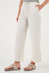 Keten Karışımlı Regular Fit Normal Bel Geniş Paça Kadın Pantolon 5866030 BEJ
