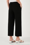 Keten Karışımlı Regular Fit Normal Bel Geniş Paça Kadın Pantolon 5866030 SİYAH