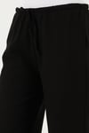 Keten Karışımlı Regular Fit Normal Bel Geniş Paça Kadın Pantolon 5866030 SİYAH