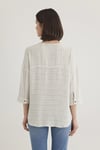 Keten Karışımlı Regular Fit V Yaka Çizgili Kadın Gömlek 1210328-83905 KUM-MAVİ
