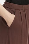 Keten Karışımlı Yüksek Bel Bol Paça Kadın Pantolon 15370398 KAHVE