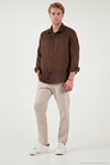Keten Regular Fit Normal Bel Düz Paça Erkek Pantolon CF26S6110228 BEJ