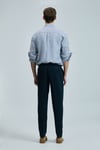 Keten ve Pamuk Karışımlı Slim Fit Normal Bel Düz Paça Chino Erkek Pantolon 111190352 LACİVERT