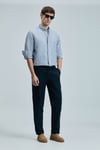 Keten ve Pamuk Karışımlı Slim Fit Normal Bel Düz Paça Chino Erkek Pantolon 111190352 LACİVERT