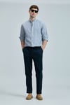 Keten ve Pamuk Karışımlı Slim Fit Normal Bel Düz Paça Chino Erkek Pantolon 111190352 LACİVERT