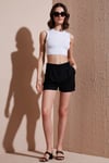 Kırçıllı Regular Fit Cepli Kısa Kadın Şort 5866201 SİYAH