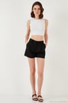 Kırçıllı Regular Fit Cepli Kısa Kadın Şort 5866201 SİYAH
