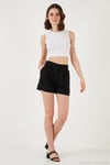Kırçıllı Regular Fit Cepli Kısa Kadın Şort 5866201 SİYAH