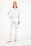 Kış Temalı Bisiklet Yaka Uzun Kollu Kadın Pijama Takımı 6575019 EKRU